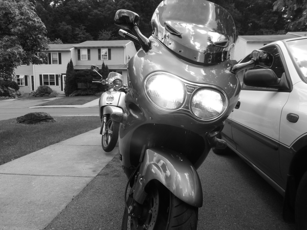 Our steeds, parked outside Chez Wiggus.
